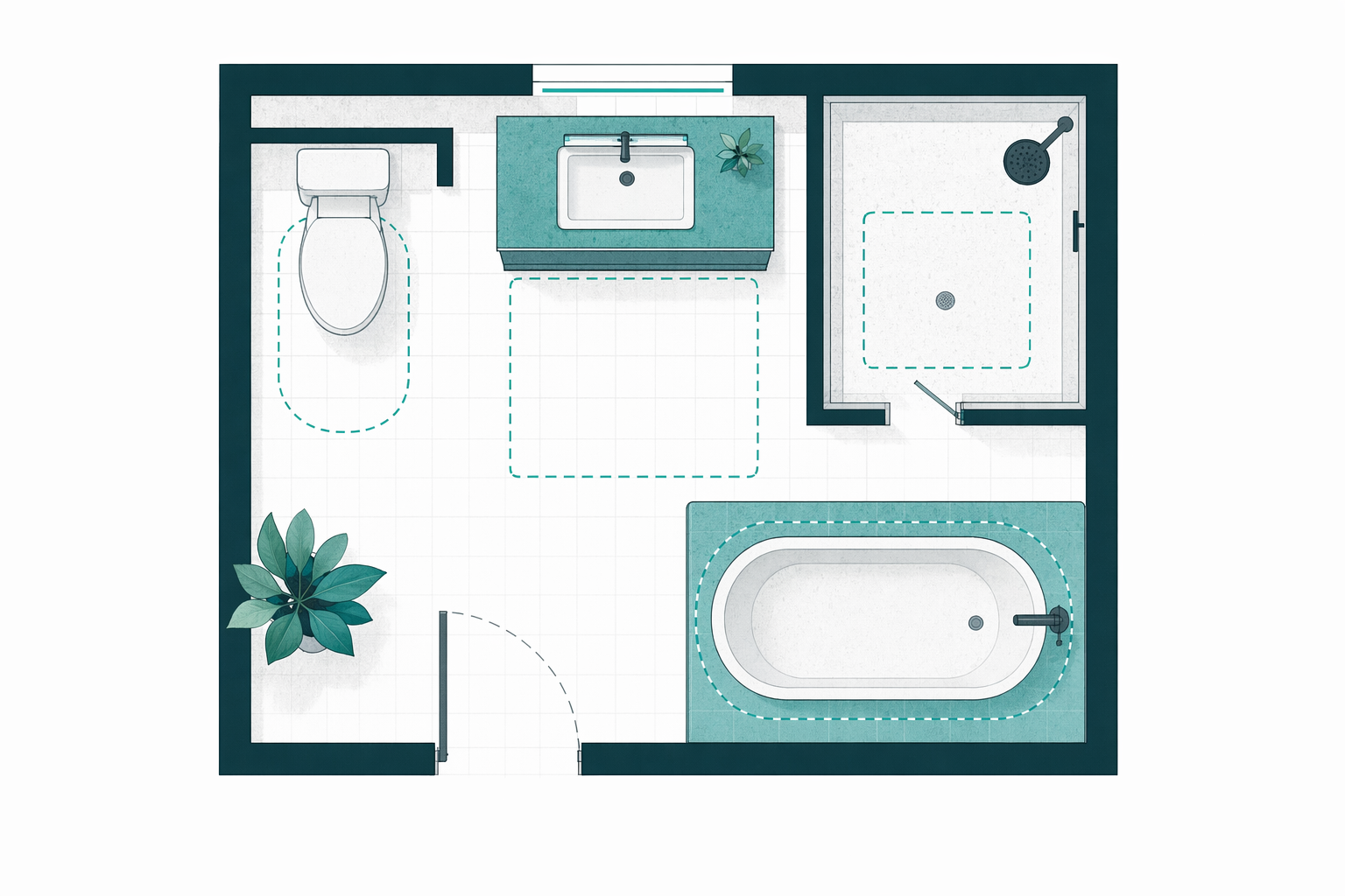 Illustration for Bathroom layout & fixture-spacing basics
