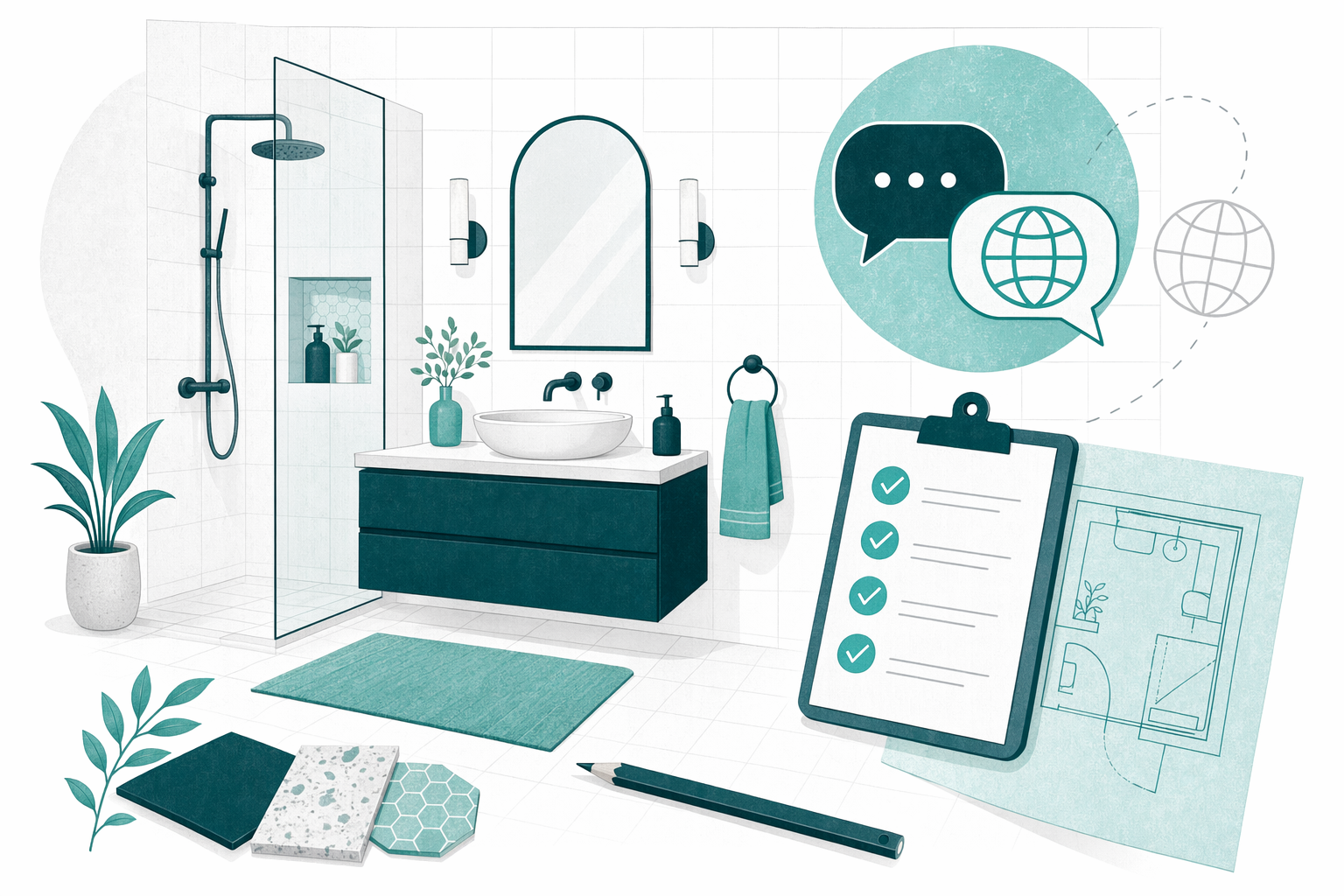 Illustration for Planning a Bathroom Remodel as a New US Homeowner