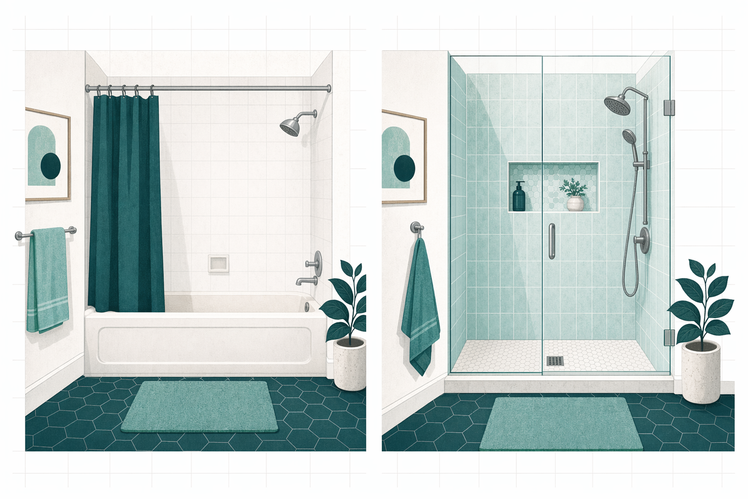 Illustration for Tub-to-Shower Conversion Cost and Options